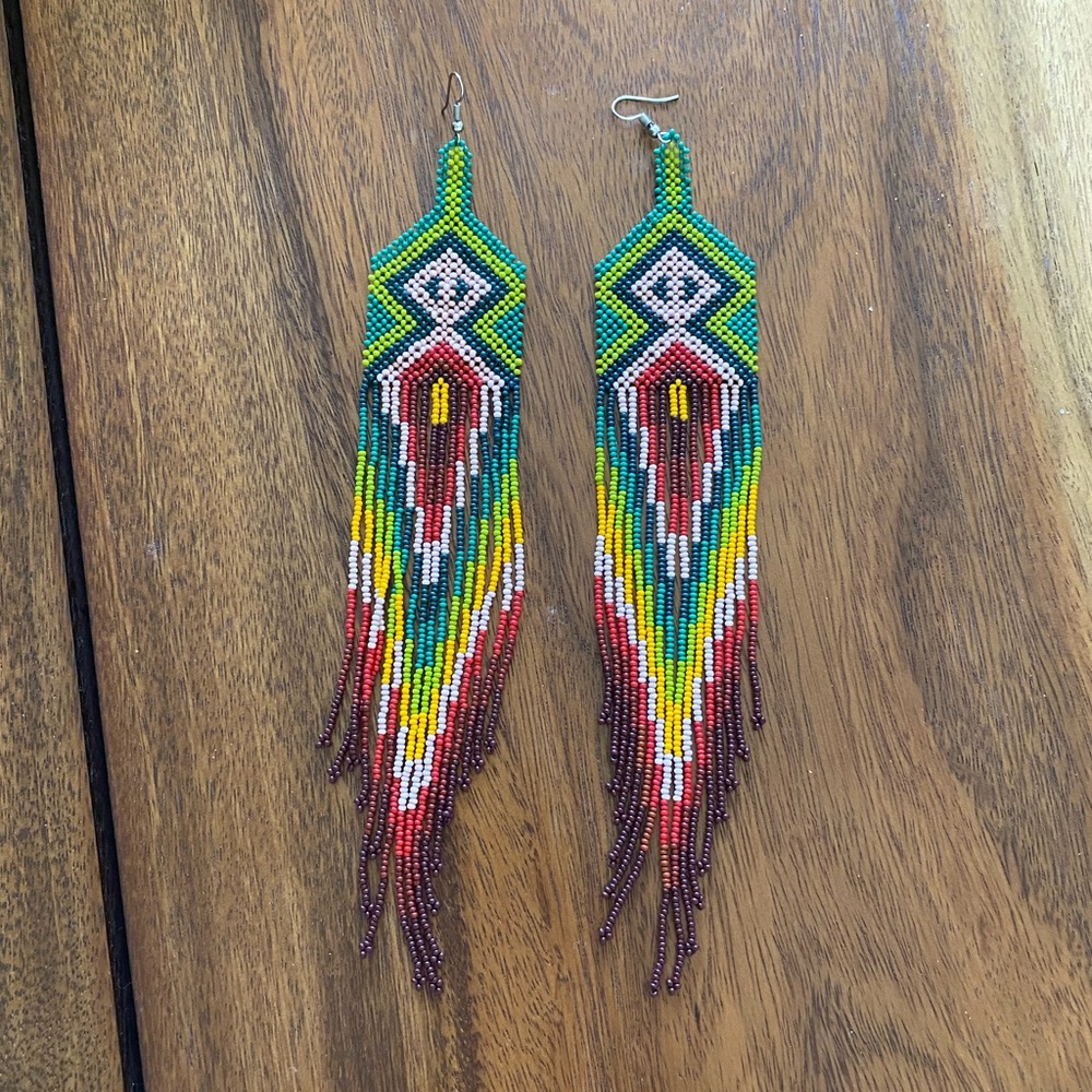 Farm Rio Rainbow Yawanawa Beaded Drop Earrings